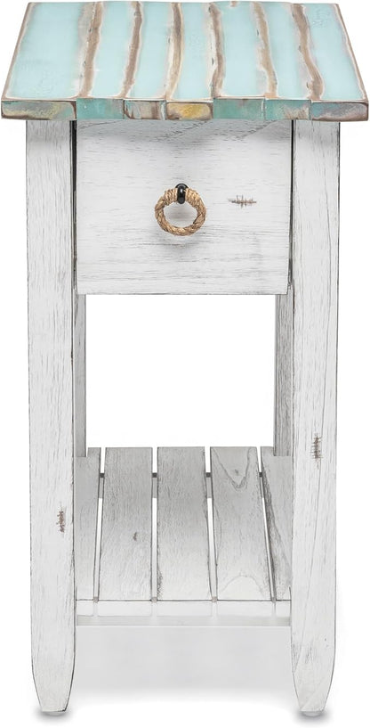 Sea Winds Trading Picket Fence Chairside Table Kiln-Dried Solid Wood Distressed by LineageCollections