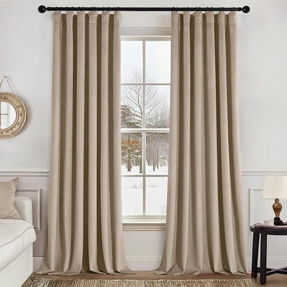 MIULEE Velvet Curtains 50W x 108L 2 Panels Camel Beige Blackout Curtains | by MIULEE