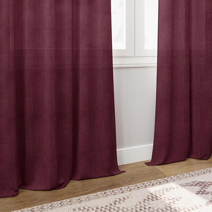 Burgundy Linen Curtains 80 Inch Length - Image 5