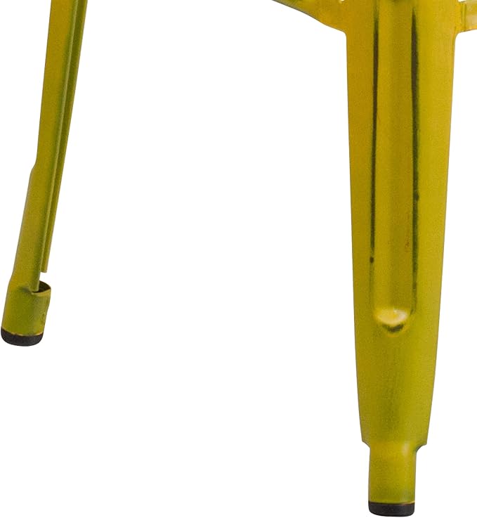 Flash Furniture Kai Commercial Grade 30" High Backless Distressed Yellow Metal - Image 8