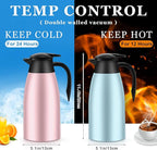 Norme 2 Pcs Thermal Coffee Carafe Insulated Stainless Steel Coffee Carafe for Hot Liquid Vacuum Thermal Pot Creamer Pitcher Dispenser with Brushes Keeping Hot Water Milk(Pink, Blue)