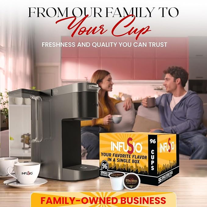 InfuSio Coffee Pods – 96 Count, French Roast (Dark Roast Coffee) Single Serve Coffee Pods for Keurig K Cup® Brewers, Compatible with Keurig 2.0 Brewers