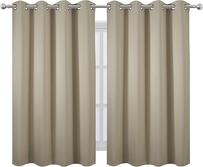 Blackout Curtains 52 x 45 inch/Beige Curtains Set of 2 Panels/Thermal Insulated - Image 2