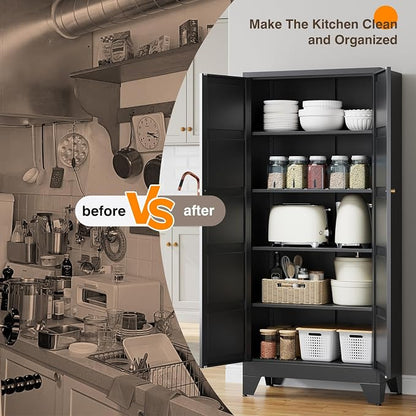Yizosh Metal Pantry Cabinet, - Image 7