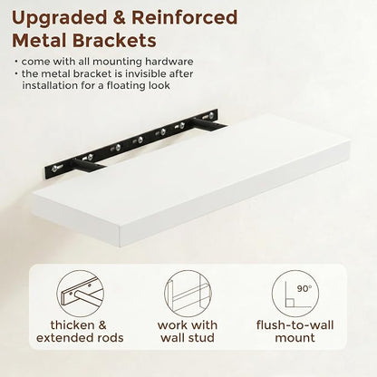 fuqing White Floating Shelves | 24 Inch Wood Floating Shelves - Image 5