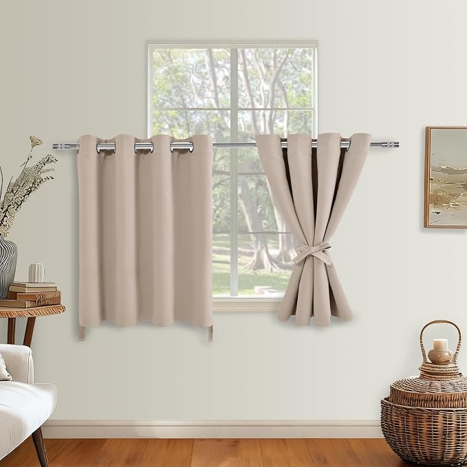 RV Blackout Curtains for Bedroom 52 x 36 Inches Long Camel 2 Panels | Thermal - Image 2