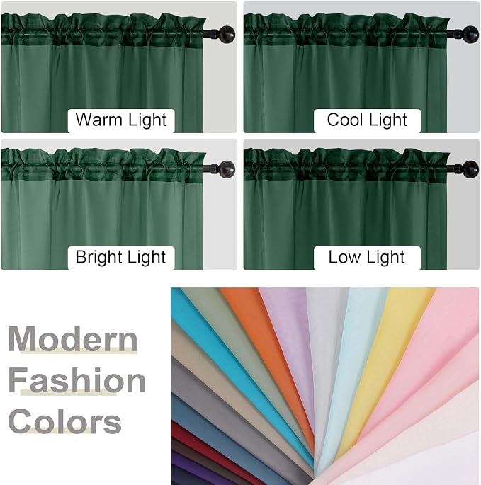 Sheer Hunter Green Curtains for Bedroom Living Room 63 Inch Length 2 Panels - Image 7