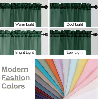 Hunter Green Valances for Windows, Sheer Curtains 14 Inch Length 2 Pack Kitchen - Image 5