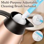 1 PCS 68 OZ Thermal Coffee Carafe, Insulated Stainless Steel Coffee Carafe Double Walled Vacuum Thermal Pot Flask with Brushes Thermos for Keeping Hot Coffee Tea Home and Office (Gold）