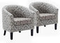 BELLEZE Accent Barrel Chair Set of 2, Linen Round Chair Club Tub Sofa Corner by BELLEZE