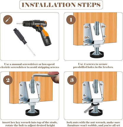 Heavy Duty Leveling Feet, 4 Pack Adjustable Furniture Levelers - Image 6