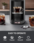 AIRMSEN Single Serve Coffee Maker with Grinder, Grind and Brew All in One - 6-16 Oz Single Cup Coffee Machine with 19 oz Travel Mug - Adjustable Drip Tray, Overheat Protection
