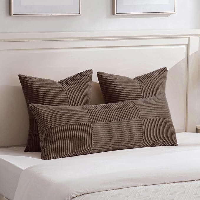 Fancy Homi 2 Packs Dark Brown Big Decorative Throw Pillow Covers 24x24 Inch - Image 5