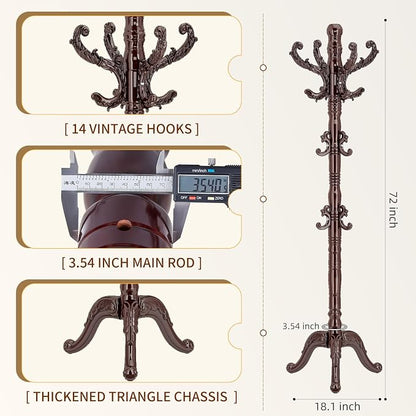 ZOZOE Wooden Classic Coat Rack Stand, Solid Wood Coat Rack Freestanding - Image 3