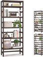 Homykic 6-Tier Bamboo Bookshelves and Bookcases, Adjustable 63.4”Tall Shallow by Homykic