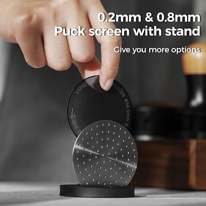 MHW-3BOMBER 51mm Espresso Puck Screen - 0.2mm Ultra Thin Espresso Puck - Metal Reusable Coffee Filter for Portafilter Basket 51mm - Puck Screen with Titanium Coating FG5640-OS