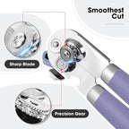Beneno Can Opener Manual with Magnet, Hand Held Heavy Duty Can Opener with Durable Sharp Blade Smooth Edge, Big Effort-Saving Knob, Soft Grip Rubber Handle, Multifunctional Bottle Opener, Purple