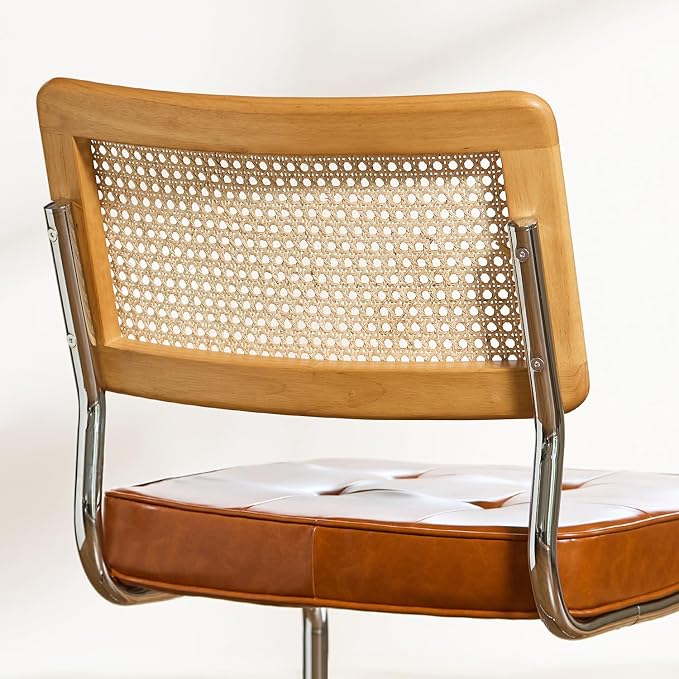 GrandNoor Rattan Dining Chairs Set, Wooden Mid Century Modern Dining Room Chairs - Image 8