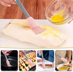 2Pcs Grill Basting Brush - Extra Long Silicone Basting Pastry Brush for Grilling 2inch Wide,Heat Resistant Brushes Spread Oil Butter Sauce Marinade for Cooking Baking BBQ(Pink 2)