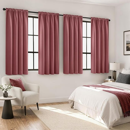MIULEE 4 Panels Set Dusty Rose Blackout Curtains 63 Inch Length Bedroom | by MIULEE