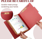 36 Pcs Classification Folders Letter Size, Back to School Supply for Teacher, Student, 3 Dividers Pressboard File Folder Bulk with 2 Fasteners, 3.5 Inch Expanding File Organizer (Red)