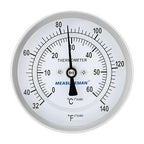 MEASUREMAN Homebrew Bi-Metal Thermometer, 3" Dial, 6" Lead-Free Brass Stem, Range 32-140 deg F/0-60 deg C, 2% Accuracy, Adjustable, 1/2" NPT Back Mount