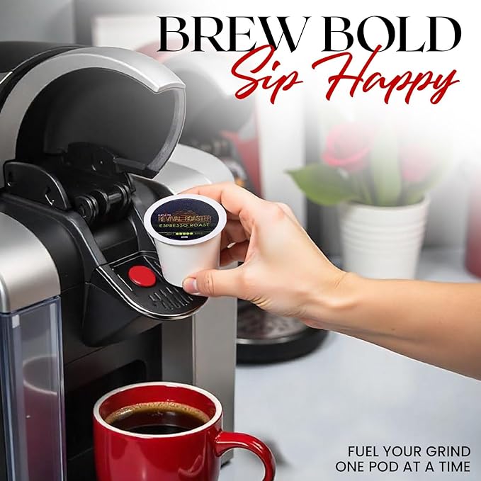 InfuSio Coffee Pods – 96 Count, Espresso Roast (Dark Roast Coffee) Single Serve Coffee Pods for Keurig K Cup® Brewers, Compatible with Keurig 2.0 Brewers