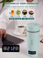 balbali Dual Voltage Travel Kettle 100-250V - 12oz Portable Water Boiler/Warmer/Heater for Boiling Water - 4 Preset Temperature Control Portable Tea Kettle Electric Travel - Green