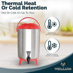 Stainless Steel Insulated Beverage Dispenser – Insulated Thermal Hot and Cold Coffee Carafe – 12 Liter Drink Dispenser with Spigot for Hot Water, Tea & Coffee, Cold Milk, Juice & More RED