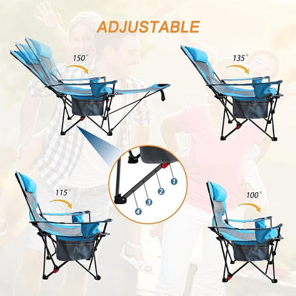 Reclining Camping Chair with Removable Footrest Lounge Chair with Headrest - Image 7