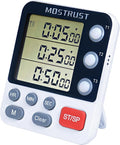 Digital Dual Kitchen Timer, 3 Channels Count Down/Up Triple Timer for Cooking, Magnetic Memory-Preset Large Display Adjustable Alarm Volume, Multi Times Management, 3A Battery Included, White