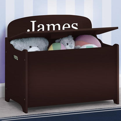 Delta Children Personalized MySize Deluxe Toy Box, Dark Chocolate - Image 4