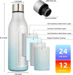 BJPKPK Insulated Water Bottles, 18 oz Stainless Steel Metal Water Bottle with Strap, BPA Free Leak Proof Thermos,Mugs,Flasks, Reusable Water Bottle for Sports & Travel, Sparkling Silver Blue