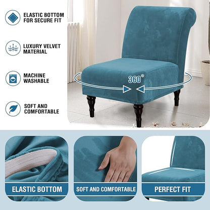H.VERSAILTEX Armless Accent Chair Covers Thick Velvet Armless Chair Slipcovers - Image 6