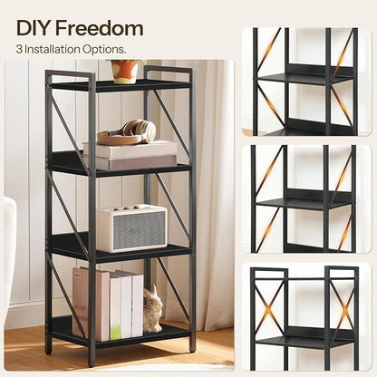 HOOBRO Bookshelf, 4-Tier Industrial Bookcase, Book Shelf Storage Organizer - Image 7