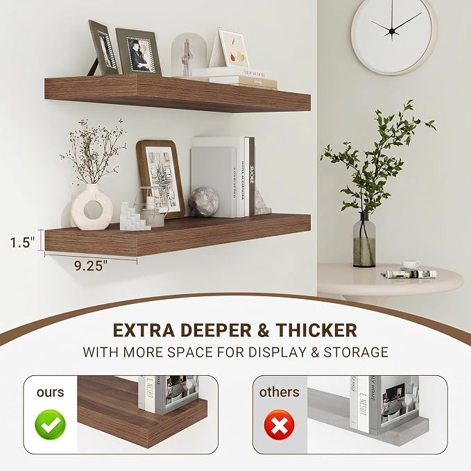 Acovy 48 Inch Floating Shelves, Wooden Shelves - Image 5