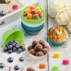 54 Pack Silicone Muffin Cups, Selizo Silicone Cupcake Baking Cups Reusable Muffin Liners Cupcake Wrapper Cups Holders for Muffins, Cupcakes, and Candies (Navy, Gray Blue, Green, White)
