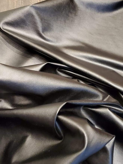 NAT Leathers™ | Black Think Stretch Garment Super Soft Faux Vegan Leather PU | - Image 4