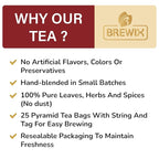 BREWIX, Sour Apple Hibiscus Tea Bags (25 Pyramid Tea Bags) Caffeine-Free Herbal Tea | Apple, Hibiscus, Rosehip | Refreshing Wellness Brew for Any Mood | Hot or Iced Refreshment