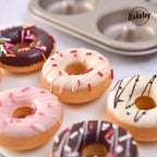 Donut Pan Cake Mold, 6-Cavity Non-Stick Ring Doughnut Bakeware for Oven Baking (Champagne Gold)