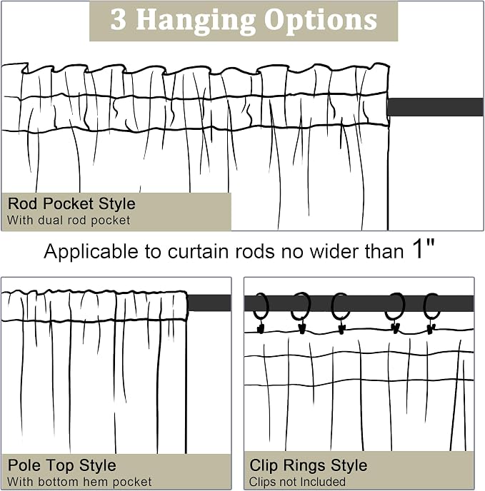 Sheer Curtains 54 Inch Length 2 Panels Set, Plam Clear Sheer Short Curtains - Image 6