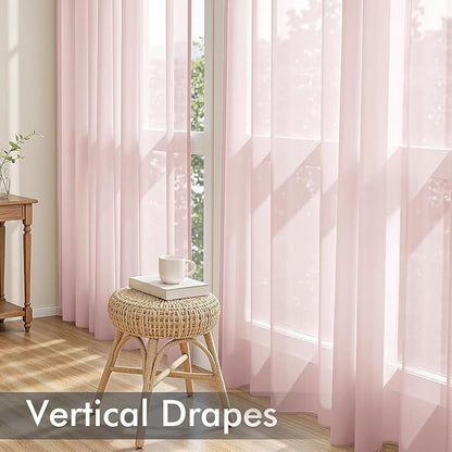MIULEE Blush Pink Sheer Curtains 90 Inches Long 4 Panels 42 x 90 Inches | Light - Image 5