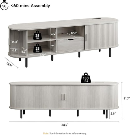 ONBRILL 69" TV Stand with Power Outlet - Image 2