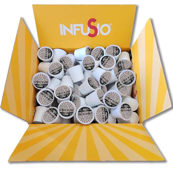 InfuSio Coffee Pods 96 Count Crème Brulee Medium Roast Single Serve Coffee Pods for Keurig K Cups Brewers - InfuSio Premium Roasted Keurig 2.0 Compatible