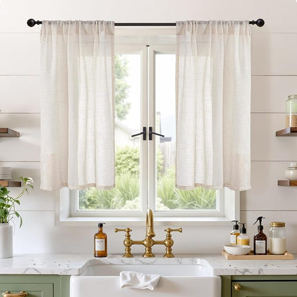 BGment Oatmeal Linen Curtains 40 Inch Length by BGment