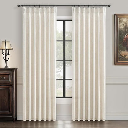 Pinch Pleat Thick Linen Viral Curtains 84 Inch Length 2 Panels Set by PleatedDrapes