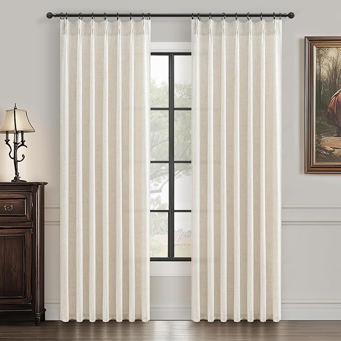 Pinch Pleat Cream Beige 72 Inch Curtains by PleatedDrapes