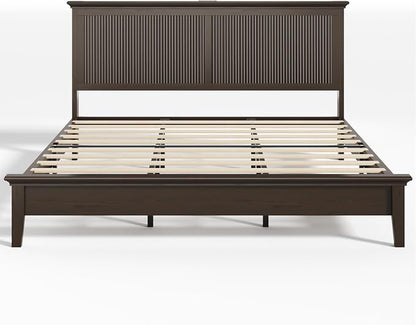 Lifezone King Bed Frame with Headboard, Solid Wood Bed Frame King Size with - Image 14