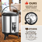 Insulated Beverage Dispenser, Thermal Hot Beverage Dispenser, Stainless Steel Hot Beverage Dispense, Hot Coffee Dispenser with Spigot for Coffee Hot tea,Cold Milk,Water,Juice 6L (Non-electric)