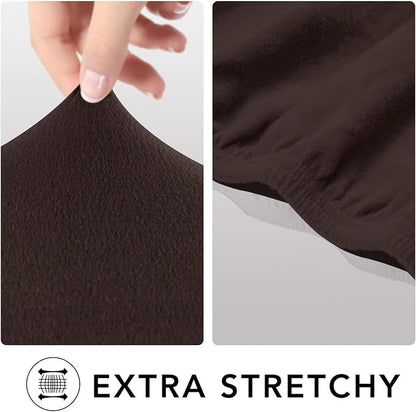 PureFit Stretch Oversized Couch Covers Fleece Sofa Slipcovers Chocolate | - Image 4